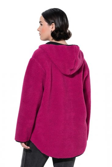Ulla Popken 823371 Teddy striukė su gobtuvu ir dygsniuotomis kišenėmis Fuksija - Fleece apranga - 