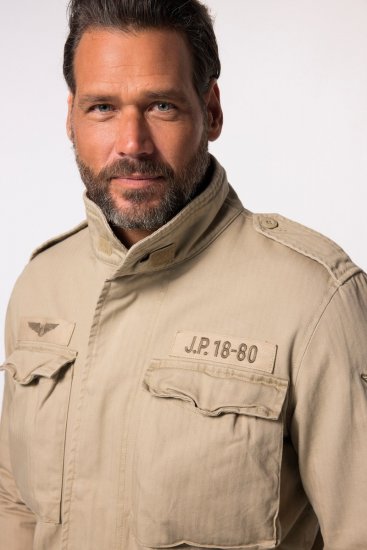 JP1880 Field Jacket with Badges Vintage Look Dark Beige - Didelės vyriškos striukės - Didelės vyriškos striukės