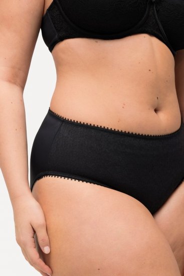Ulla Popken 825790 Kelnaitės su gėlių raštu su nėriniais Juoda - Kelnaitės - 