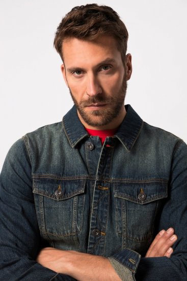 JP1880 Denim Jacket Dark Blue Denim - Didelės vyriškos striukės - Didelės vyriškos striukės