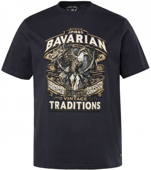 JP1880 Bavarian Design Vintage Looking T-Shirt Navy Blue - Marškinėliai - Marškinėliai - 2XL-14XL