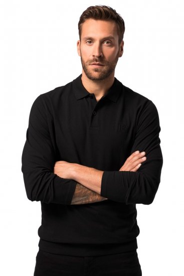JP1880 827115 Polo marškinėliai ilgomis rankovėmis su pilvo kirpimu Juoda - Polo marškinėliai - Polo marškinėliai - 2XL-8XL