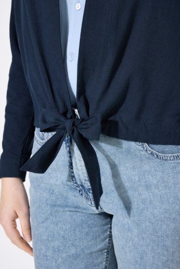 Ulla Popken 827116 Lino mišinio bolero su stačia apykakle Tamsiai mėlyna - Bolero švarkeliai - 