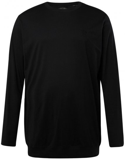 JP1880 827128 Marškinėliai ilgomis rankovėmis su pilvo kirpimu Juoda - Marškinėliai - Marškinėliai - 2XL-14XL