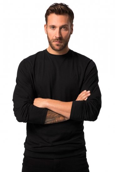 JP1880 827128 Marškinėliai ilgomis rankovėmis su pilvo kirpimu Juoda - Marškinėliai - Marškinėliai - 2XL-14XL
