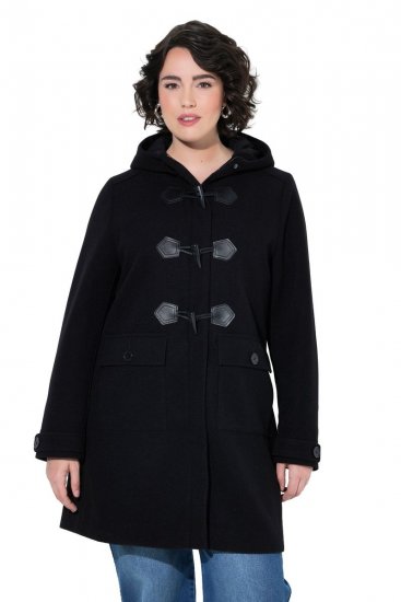Ulla Popken 829347 Duffle paltas Juoda - Paltai - Didelių dydžių paltai moterims