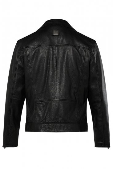 JP1880 830586 Biker striukė iš avienos napos Juoda - Didelės vyriškos striukės - Didelės vyriškos striukės