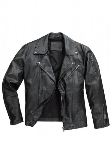JP1880 830586 Biker striukė iš avienos napos Juoda - Didelės vyriškos striukės - Didelės vyriškos striukės