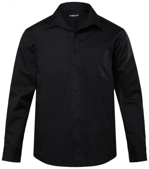 Men+ 757 Dalykiniai marškiniai ilgomis rankovėmis su atvira apykakle Juoda - Marškiniai - Marškiniai - 2XL-8XL