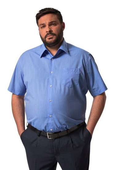 Men+ 758 Dalykiniai marškiniai trumpomis rankovėmis su atvira apykakle Šviesiai mėlyna - Marškiniai - Marškiniai - 2XL-8XL