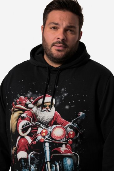 Men+ 100 Džemperis su gobtuvu Kalėdų Senelis ant motociklo Juoda - Megztiniai ir džemperiai - Megztiniai ir Džemperiai - 2XL-14XL