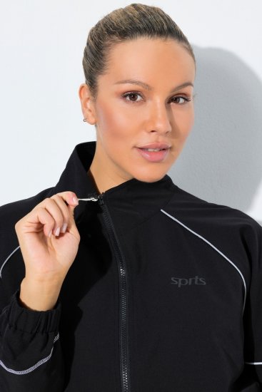 Ulla Popken 833237 Sportinė striukė su atšvaitų detalėmis Juoda - Striukės - Didelių dydžių striukės moterims