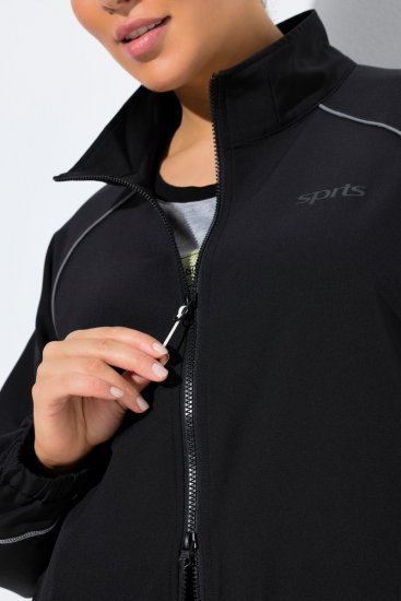 Ulla Popken 833237 Sportinė striukė su atšvaitų detalėmis Juoda - Striukės - Didelių dydžių striukės moterims