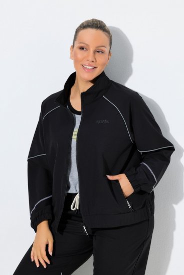 Ulla Popken 833237 Sportinė striukė su atšvaitų detalėmis Juoda - Striukės - Didelių dydžių striukės moterims