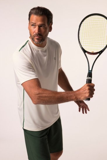JP1880 QuickDry Stripes Tennis T-Shirt Off White - Sportiniai drabuziai & outdoor - Dideliu dydziu sportiniai drabuziai vyrams
