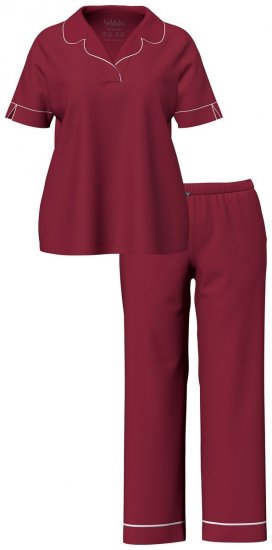 Ulla Popken 835397 Pižama trumpomis rankovėmis su marškinių apykakle Alyvinė - Pižama/Loungewear - 