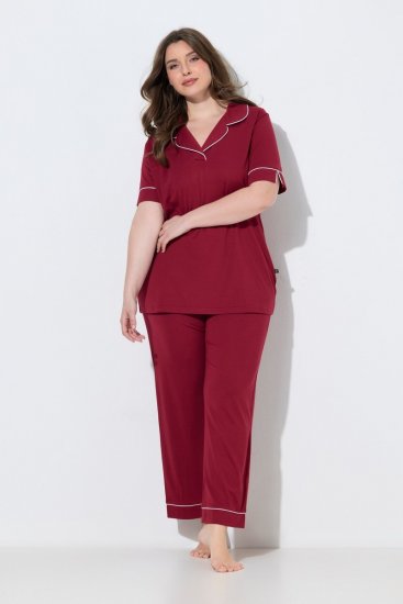 Ulla Popken 835397 Pižama trumpomis rankovėmis su marškinių apykakle Alyvinė - Pižama/Loungewear - 