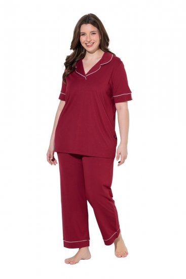Ulla Popken 835397 Pižama trumpomis rankovėmis su marškinių apykakle Alyvinė - Pižama/Loungewear - 