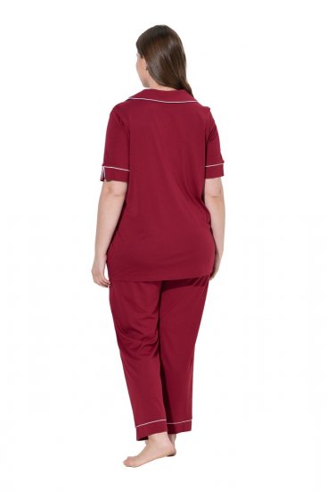Ulla Popken 835397 Pižama trumpomis rankovėmis su marškinių apykakle Alyvinė - Pižama/Loungewear - 