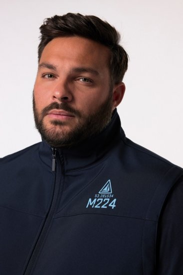 Men+ 414 Softshell liemenė su stačia apykakle Tamsiai mėlyna - Didelės vyriškos striukės - Didelės vyriškos striukės