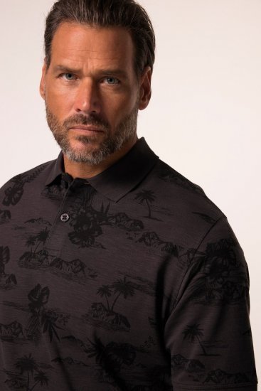 JP1880 Pique with All-over Print Polo Shirt TALL Black - TALL polo marškinėliai - TALL polo marškinėliai aukštiems