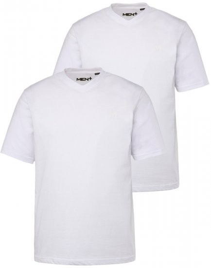 Men+ 299 Marškinėliai V formos iškirpte Balta 2 vnt. pakuotė - Marškinėliai - Marškinėliai - 2XL-14XL