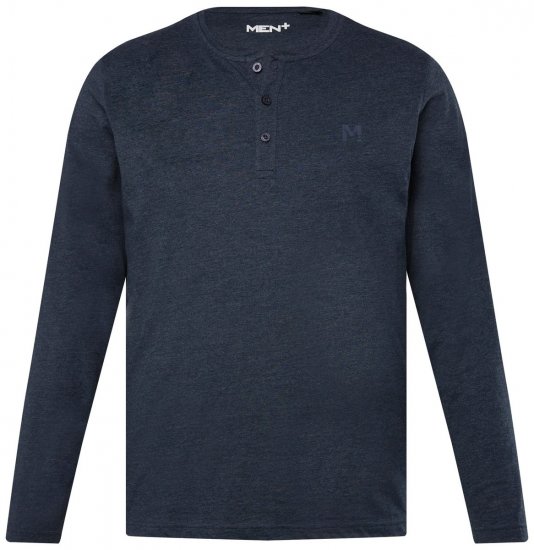 Men+ 383 Henley marškinėliai ilgomis rankovėmis Tamsiai mėlyna - Marškinėliai - Marškinėliai - 2XL-14XL