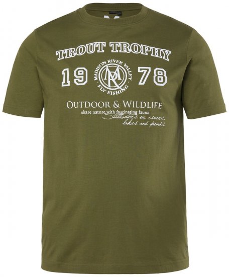 Men+ 424 Marškinėliai Trout Trophy Tamsiai alyvuogių - Marškinėliai - Marškinėliai - 2XL-14XL