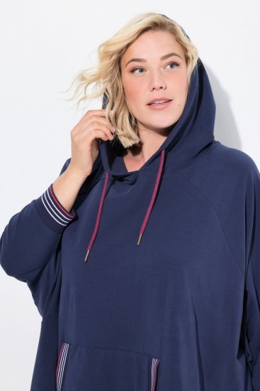 Ulla Popken 837190 Naminis pončas su gobtuvu Tamsiai violetinė - Pižama/Loungewear - 