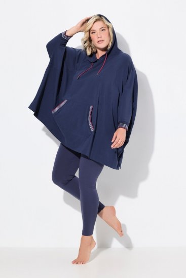 Ulla Popken 837190 Naminis pončas su gobtuvu Tamsiai violetinė - Pižama/Loungewear - 