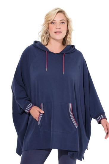 Ulla Popken 837190 Naminis pončas su gobtuvu Tamsiai violetinė - Pižama/Loungewear - 