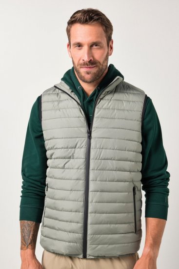 JAY-PI Lightly Quilted Vest with Stomach Fit Grey - Didelės vyriškos striukės - Didelės vyriškos striukės