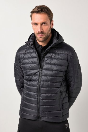 JAY-PI Lightly Quilted Jacket with a Hoodie Black - Didelės vyriškos striukės - Didelės vyriškos striukės