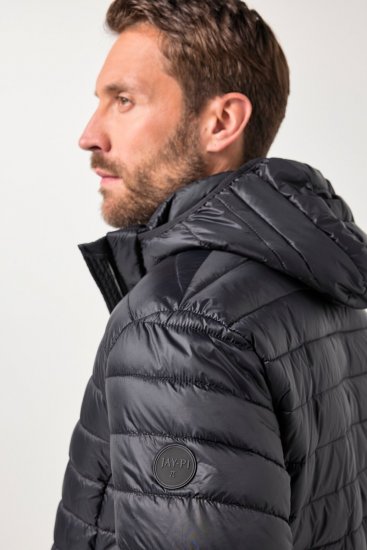 JAY-PI Lightly Quilted Jacket with a Hoodie Black - Didelės vyriškos striukės - Didelės vyriškos striukės