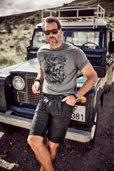 JP1880 Beer King Design Vintage Looking T-Shirt Gray - Marškinėliai - Marškinėliai - 2XL-14XL