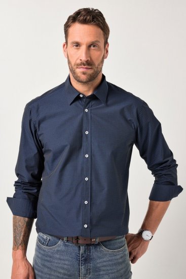 JP1880 Shirt Long Sleeve Kent Collar Navy - Marškiniai - Marškiniai - 2XL-8XL