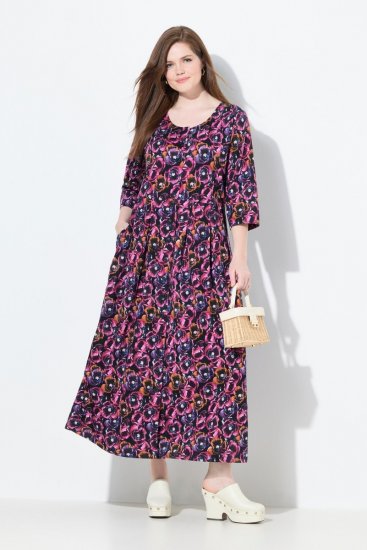 Ulla Popken 841219 Gėlėta maxi suknelė Tamsiai violetinė - Maxi suknelės - Maxi suknelės didesniems dydžiams