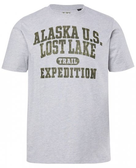 JP1880 T-shirt Short Sleeve Chest Print Grey Melange - Marškinėliai - Marškinėliai - 2XL-14XL