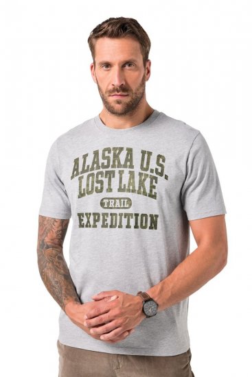 JP1880 T-shirt Short Sleeve Chest Print Grey Melange - Marškinėliai - Marškinėliai - 2XL-14XL