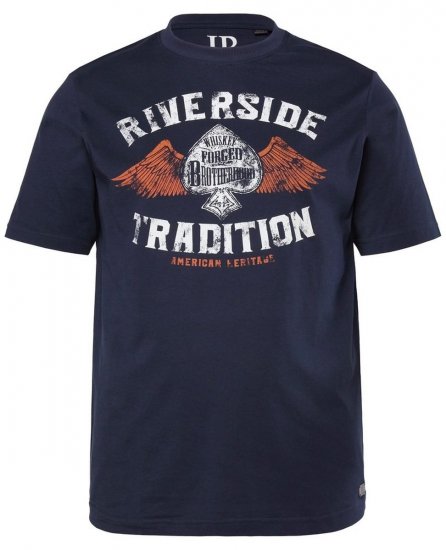 JP1880 T-Shirt Short Sleeve Chest Print Navy - Marškinėliai - Marškinėliai - 2XL-14XL