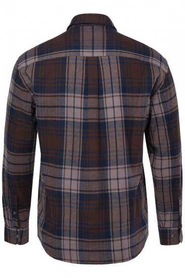 JP1880 Shirt Flannel Long Sleeve Dark Brown - Marškiniai - Marškiniai - 2XL-8XL