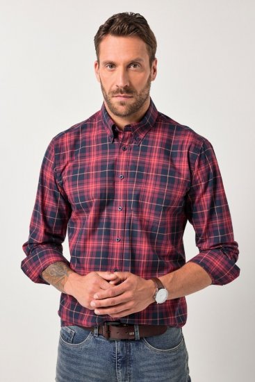 JP1880 Checked Shirt Long Sleeve Red - Marškiniai - Marškiniai - 2XL-8XL