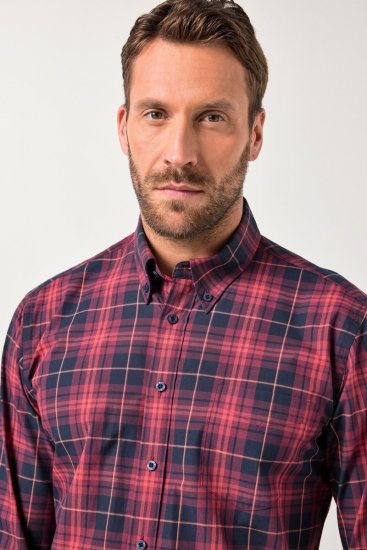 JP1880 Checked Shirt Long Sleeve Red - Marškiniai - Marškiniai - 2XL-8XL