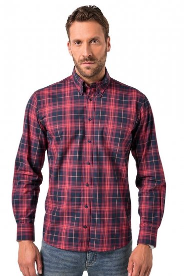 JP1880 Checked Shirt Long Sleeve Red - Marškiniai - Marškiniai - 2XL-8XL