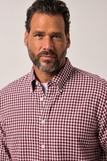 JP1880 Checked Flannel Shirt Long Sleeve Light Red - Marškiniai - Marškiniai - 2XL-8XL