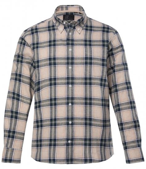 JP1880 Checked Flannel Shirt Long Sleeve Dark Dusty Pink - Marškiniai - Marškiniai - 2XL-8XL