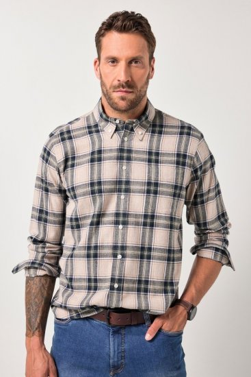 JP1880 Checked Flannel Shirt Long Sleeve Dark Dusty Pink - Marškiniai - Marškiniai - 2XL-8XL