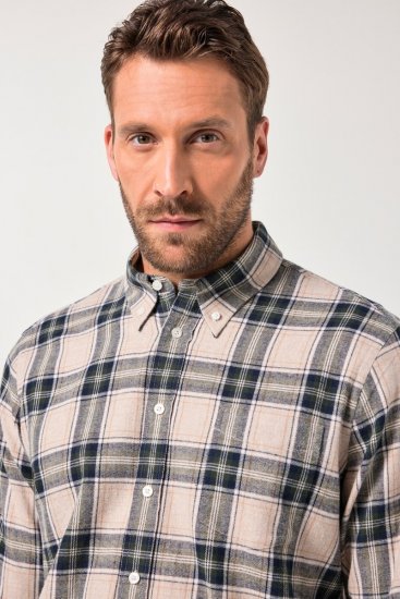 JP1880 Checked Flannel Shirt Long Sleeve Dark Dusty Pink - Marškiniai - Marškiniai - 2XL-8XL