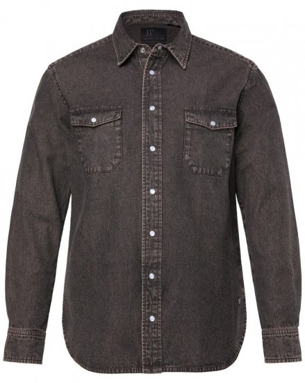 JP1880 Denim Shirt Flexnamic Dark Brown - Marškiniai - Marškiniai - 2XL-8XL