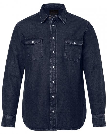 JP1880 Denim Shirt Flexnamic Long Sleeve Navy - Marškiniai - Marškiniai - 2XL-8XL